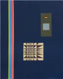 Josephine Meckseper, Untitled (Denim Rainbow II), 2003, acrylic, gouache and cloth on denim