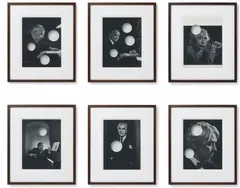 Cerith Wyn Evans, Untitled („Portrait of Greatness“ after Y. Karsh), 2006, 6 cut-outs on book page in artist’s frame