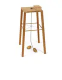 Sigmar Polke, Kartoffelmaschine, Apparat, mit dem eine Kartoffel eine Andere Umkreisen kann, 1969, wood, battery operated motor, elastic fan belt, wire, and potato