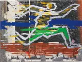 Rotella, Nuovo futurismo: uomo che corre, 1988, acrylic, paper on metal panel