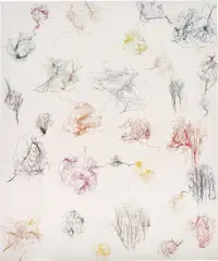 Ghada Amer, Untitled, 1994, coloured pencil, cotton on canvas