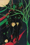 Chris Ofili, Pramnian Odyssey 2, 2003-11, distressed dyed leather, sueded leather and gold leaf collage on board