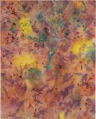 Dick for Brains by Dan Colen, 2012, flowers on bleached Belgian linen, sold Oct 2013