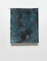 Valentin Carron, Pendulum Cold, 2010, watercolour on paper, clock, safety pin, L-shaped hanging screw, artist's painted wooden box