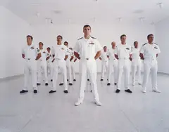 Vanessa Beecroft, US Navy Seals, Museum of Contemporary Art, San Diego - vb39.290.te, 2000, digital cibachrome print (in 3 parts)