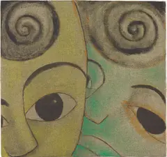 Head by Francesco Clemente, 1990-1991, pigment on canvas, sold Oct 2013