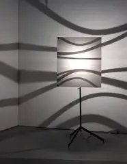 Shadow Lamp by Ólafur Elíasson, 2005, stainless steel tripod, black back projection foil, motor, transformer, halogen bulb, cable, sold Oct 2013