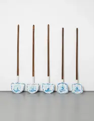 Wim Delvoye, Five Delft Shovels, 1992, enamel paint on metal shovel with wooden handle