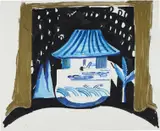David Hockney, Mountain, Tree, Palace and Seashore from Le Rossignol, 1981, acrylic on paper