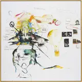 Bjarne Melgaard, Untitled, 1997, oil paint, stapled canvas sections, charcoal, coloured pencil, graphite, cd cover and booklet on canvas