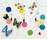 Damien Hirst, Happiness, 2008, syringes, butterflies, pills, resin and household gloss paint on canvas