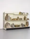 Gabriel Kuri, Untitled (and thanks in advance), 2006, retail shelving unit, rocks