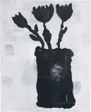 Donald Baechler, FLOWERS #13, 1997, acrylic and canvas collage on canvas