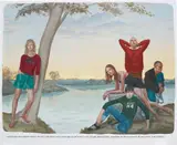 Muntean & Rosenblum, Untitled (Everything high above passes on…), 2003, acrylic on canvas