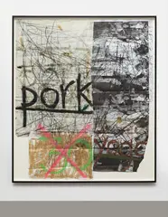 Oscar Murillo, Untitled (New Years Resolution series), 2011-12, oil stick, spray paint, acrylic, tape, photocopy on paper collage