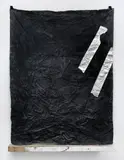 Oscar Murillo, Let me be, 2011, canvas, dye, oil, aluminium foil, wood