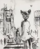 Antony Micallef, Girl in Shibuya, 2005, oil and charcoal on canvas
