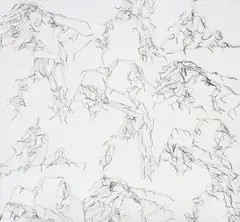 Ghada Amer, Blanc/Noir I, 1999, acrylic and embroidery on canvas