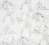 Ghada Amer, Blanc/Noir I, 1999, acrylic and embroidery on canvas
