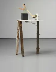 Barry McGee, Moving sculpture from the Smash the State installation, wood, paint, electrical components, motor, metal
