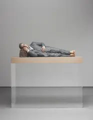 Sean Henry, Man Lying on His Side, 2000, bronze, exterior 2-pac paint, veneered wood and Plexiglas