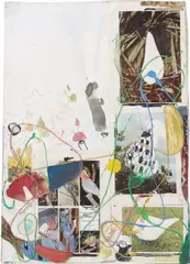 Tal R, B nam nam, 1998, collage, acrylic, felt-tip-pen, cord on paper