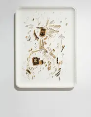 Glenn Kaino, Untitled 1, 2009, gold, plastic, steel pins, wood, glue and white paint