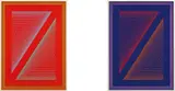 Richard Anuszkiewicz, Reflections VI - Fire Red; and Reflections VI - Deep Blue, 1979, The complete pair of two hand-painted multiples in colours, on gessoed masonite, the full sheets,