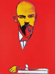 Red Lenin by Andy Warhol, 1987, Screenprint in colours, on Arches 88 paper, the full sheet,, sold Feb 2013