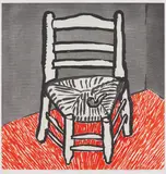 David Hockney, Van Gogh Chair (White), 1998, Etching and aquatint in red and black, on Somerset Satin paper, with full margins,