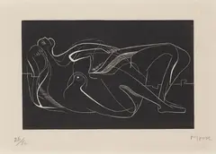 Henry Moore, Reclining Nude, 1931, Woodcut, on Japanese teinte paper, with full margins (deckle on two sides),