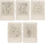 Martin Kippenberger, Yeschen-Nochen-Vielleichtchen, 1991, The complete portfolio of five drypoint etchings, on handmade Nepali paper, with full margins, with original colophon,