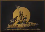 Gold Flag by Banksy, 2007, Screenprint in black and gold, on smooth wove metallic paper, the full sheet,, sold Dec 2013