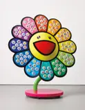 Takashi Murakami, Jellyfish Eyes, 2013, Sculpture comprising metal, fabricated plastic, five wheels, and one hundred candy cases,