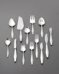 ‘Diamond’ flatware service by Gio Ponti, circa 1955, Forks and spoons: precious metal; knives: precious metal, stainless steel, sold Apr 2013