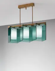 Ceiling light, model no. 2128 by Max Ingrand, circa 1964, Coloured glass, opaque glass, tubular brass, brass, sold Apr 2013