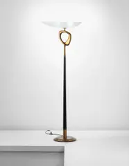 Rare standard lamp by Max Ingrand, circa 1959, Frosted glass, painted wood, tubular brass, brass, sold Apr 2013