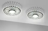Max Ingrand, Pair of large chandeliers, model no. 2243 from the Hotel Savioli, Spiaggia, circa 1958, Nickel-plated brass, glass, painted metal