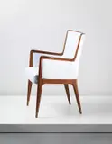 Gio Ponti, Armchair, circa 1948, Walnut, fabric, brass