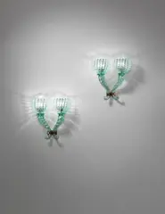 Pair of large wall lights by Seguso, circa 1940, Coloured glass, brass, sold Apr 2013