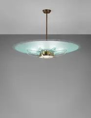 Ceiling light, model no. 2327 by Max Ingrand, circa 1958, Clear and frosted glass, glass, brass, painted metal, sold Apr 2013
