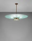 Max Ingrand, Ceiling light, model no. 2327, circa 1958, Clear and frosted glass, glass, brass, painted metal