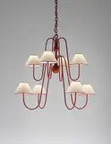 Jean Royere, Eight-armed ‘Bouquet’ chandelier, circa 1950, Painted tubular metal, painted metal, paper shades