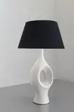 Table lamp by Georges Jouve, 1950s, Glazed earthenware, fabric shade, sold Apr 2013