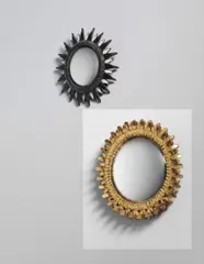 'Gerbera' mirror by Line Vautrin, circa 1955, Convex mirrored glass, 'Talosel' resin, coloured glass, sold Apr 2013