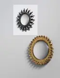 Line Vautrin, ‘Soleil à Pointes’ mirror, model no. 1, circa 1955, Convex mirrored glass, 'Talosel' resin, coloured glass, opaque glass