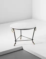 Occasional table by André Arbus and Gilbert Poillerat, circa 1942, Wrought iron, marble, sold Apr 2013