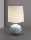 Table lamp by Jacques Ruelland and Dani Ruelland, circa 1950, Glazed earthenware, tubular brass, brass, paper shade, sold Apr 2013