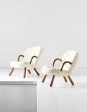 Martin Olsen, Pair of armchairs, circa 1947, Wool, birch