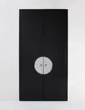 Émile-Jacques Ruhlmann, Monumental set of doors, circa 1925, Lacquered wood, oak, chromium-plated bronze and nickel-plated bronze, bronze (2)